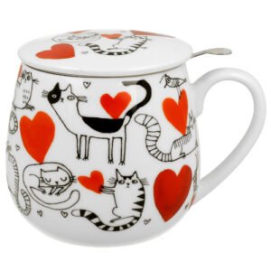 Taza serca, porcelana 0,40 l. filtro y tapa